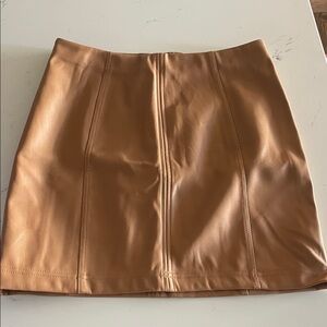Shinestar Tan Faux Leather Mini Skirt